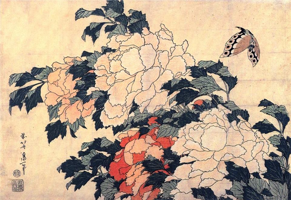 Collana Lenorarte Hokusai "Peonie e Farfalle"