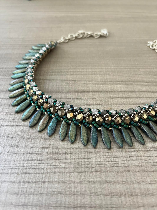 Collana Seaside Materica pavone e oro chiaro