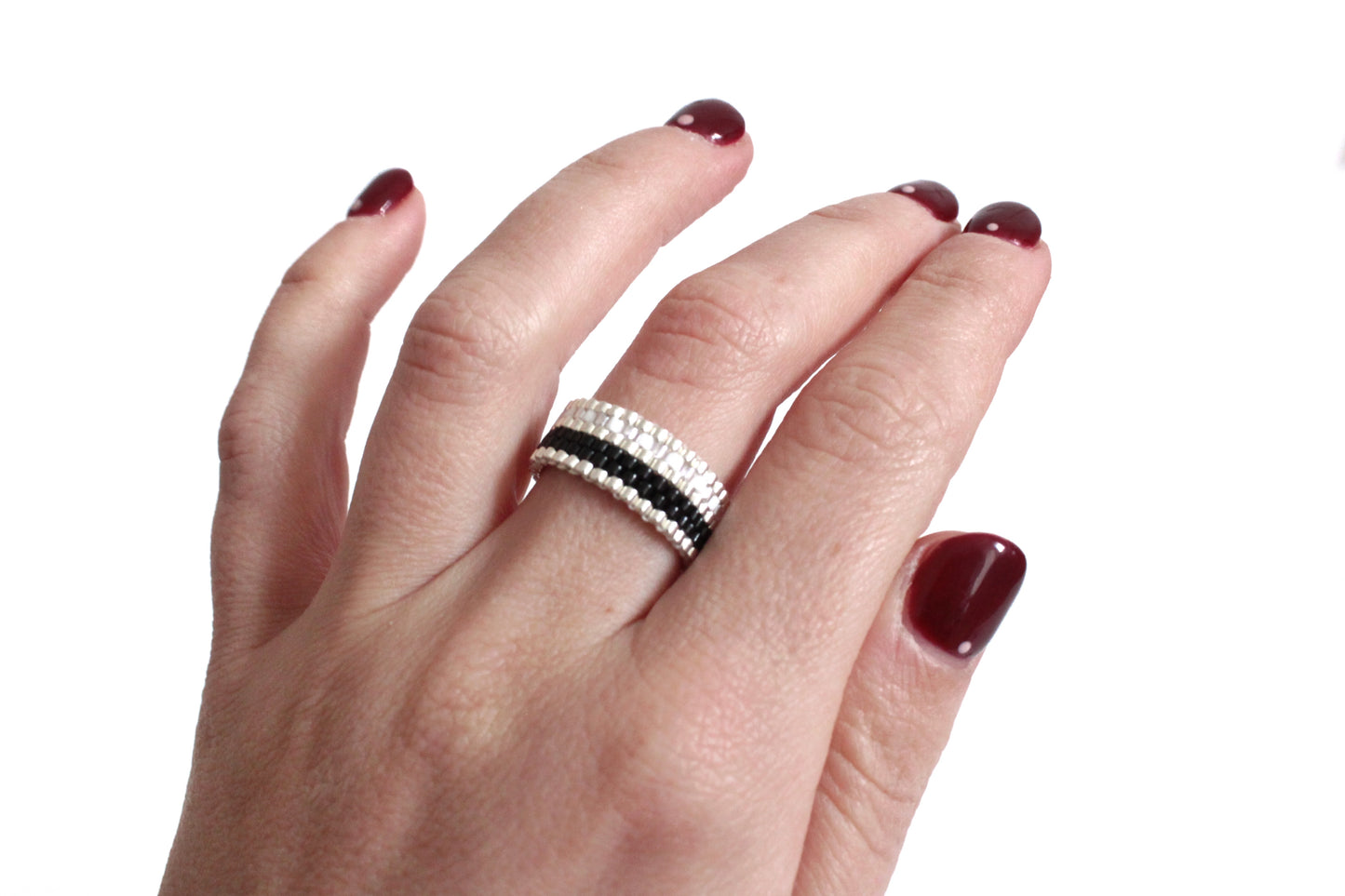 Anello Geometrico fascia perline