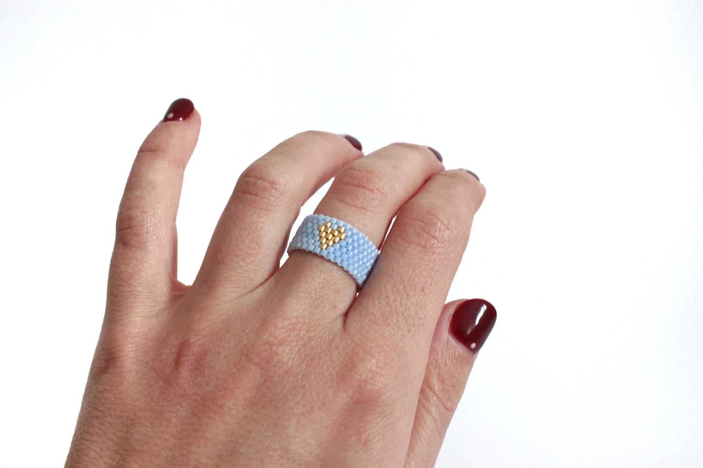 Anello fascia Cuoricini perline