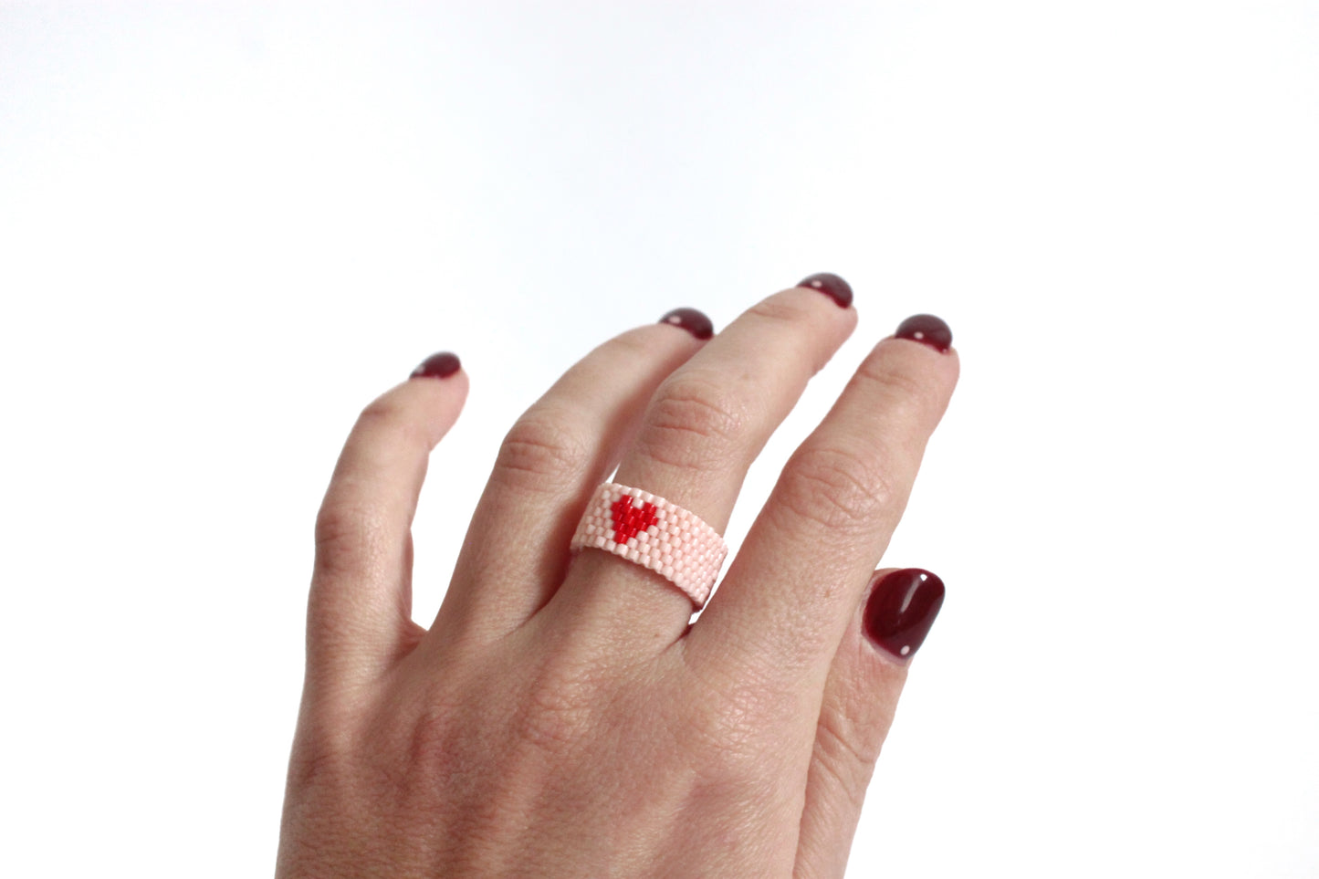 Anello fascia Cuoricini perline