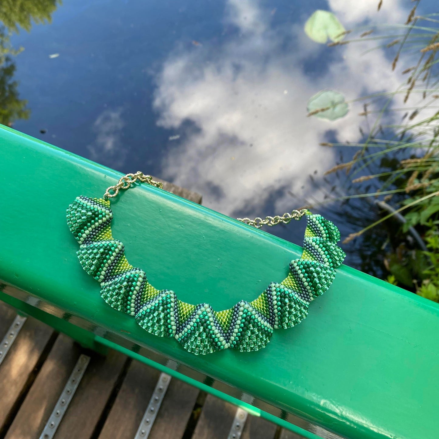 Collana Lenorarte Monet "Lo Stagno delle Ninfee, Armonia Verde"