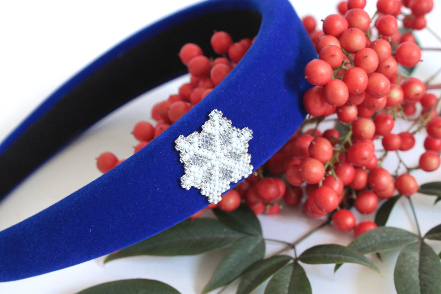 Cerchietti Velluto Cristalli di Neve